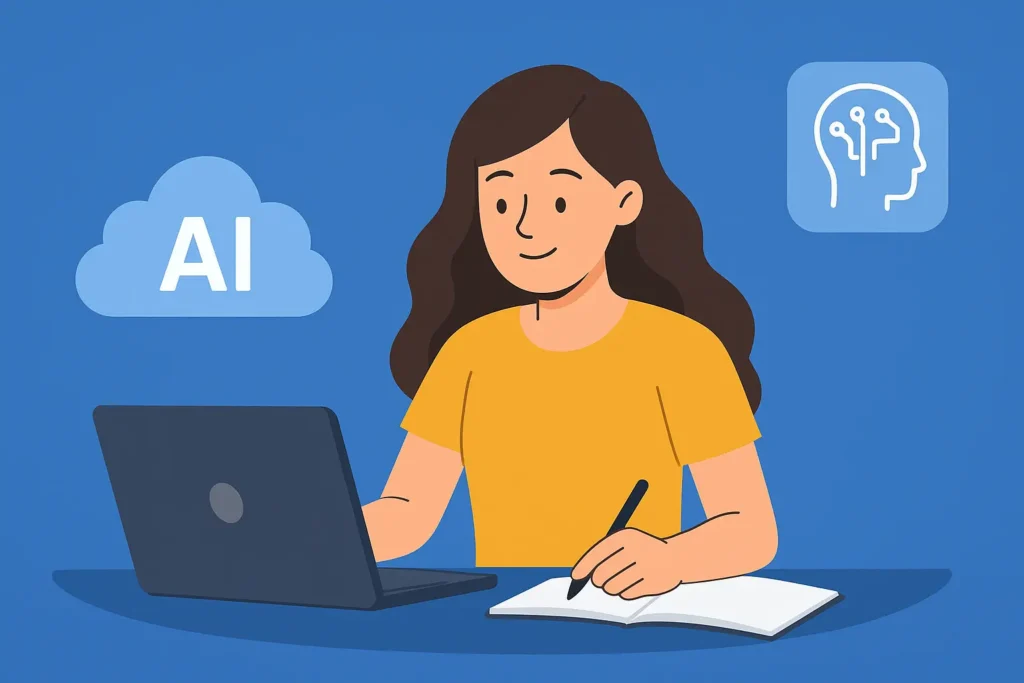 student using AI tools for study