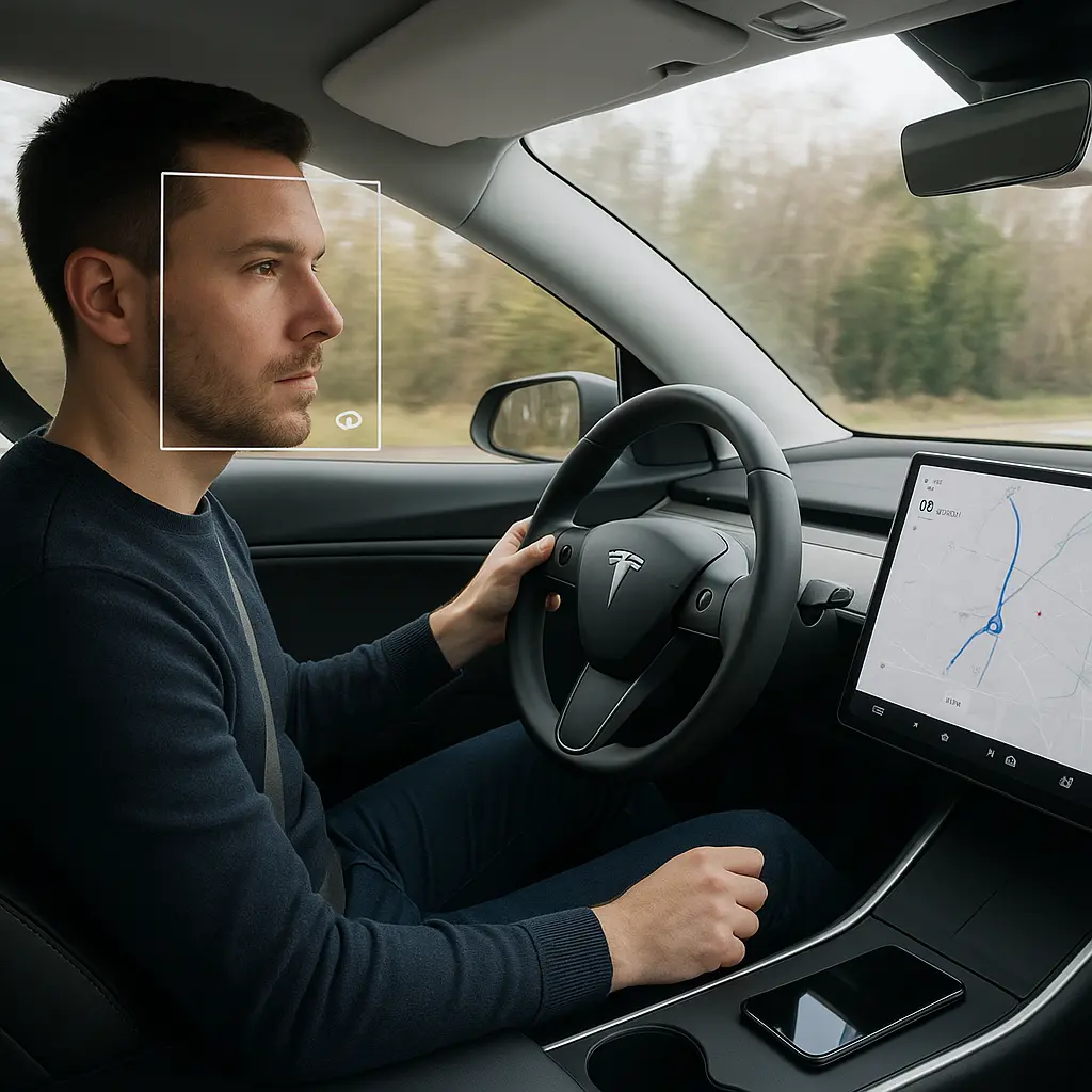 Tesla AI driver monitoring system with eye-tracking in 2025