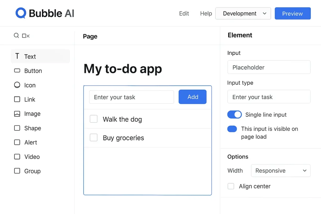 Bubble-AI-no-code-app-builder-interface
