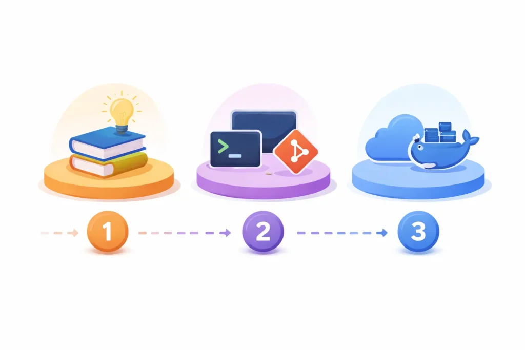 DevOps-roadmap-during-BCA-showing-first-year-basics-second-year-scripting-third-year-cloud-and-projects