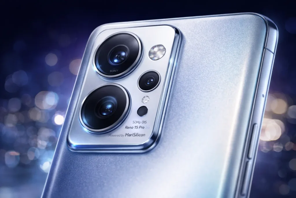 OPPO Reno 15 Pro 5G camera setup with Sony sensor and OIS