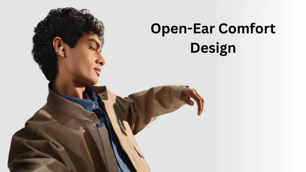 person wearing realme Buds Clip showing open ear clip on design for comfort