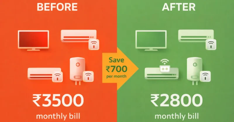 How smart home devices reduce electricity bill in India — before and after monthly savings comparison
