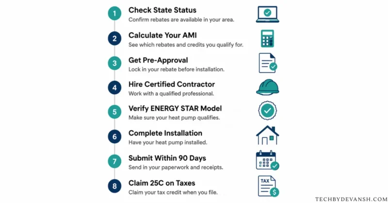 how to apply for heat pump rebate 2026 step by step process