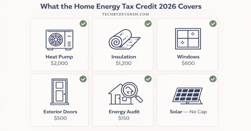 home energy tax credit 2026 qualifying products heat pump insulation windows solar