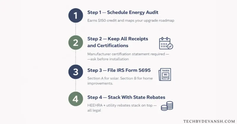 how to claim home energy tax credit 2026 IRS form 5695 step by step process