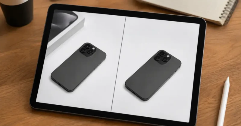 Before and after showing Canva Magic Eraser removing an unwanted object from a product photo