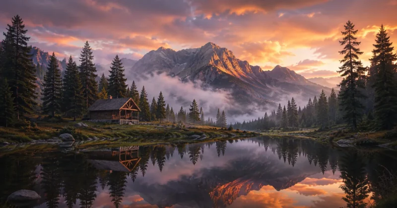 Example of Midjourney v7 AI image generation quality — cinematic landscape with golden hour lighting