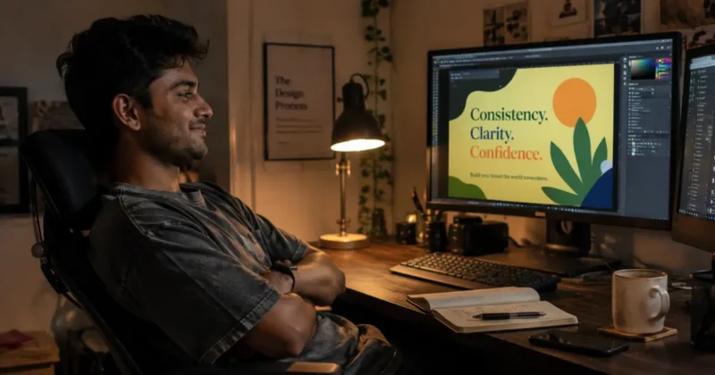 Content creator relaxing confidently after choosing the best AI image generator between Midjourney DALL-E 3 and Stable Diffusion
