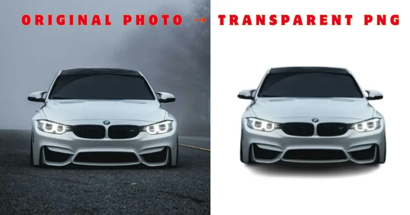 Before and after AI background removal comparison