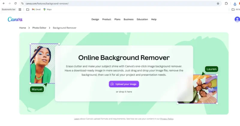 Canva BG Remover interface