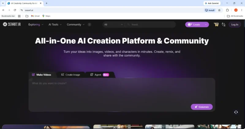 SeaArt AI dashboard