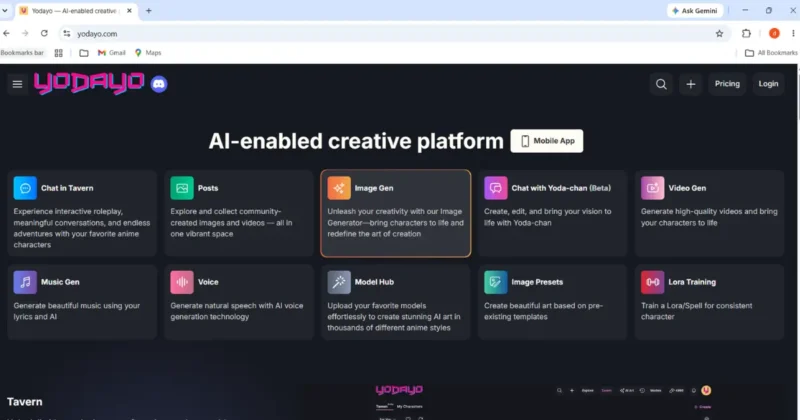 Yodayo anime generator dashboard
